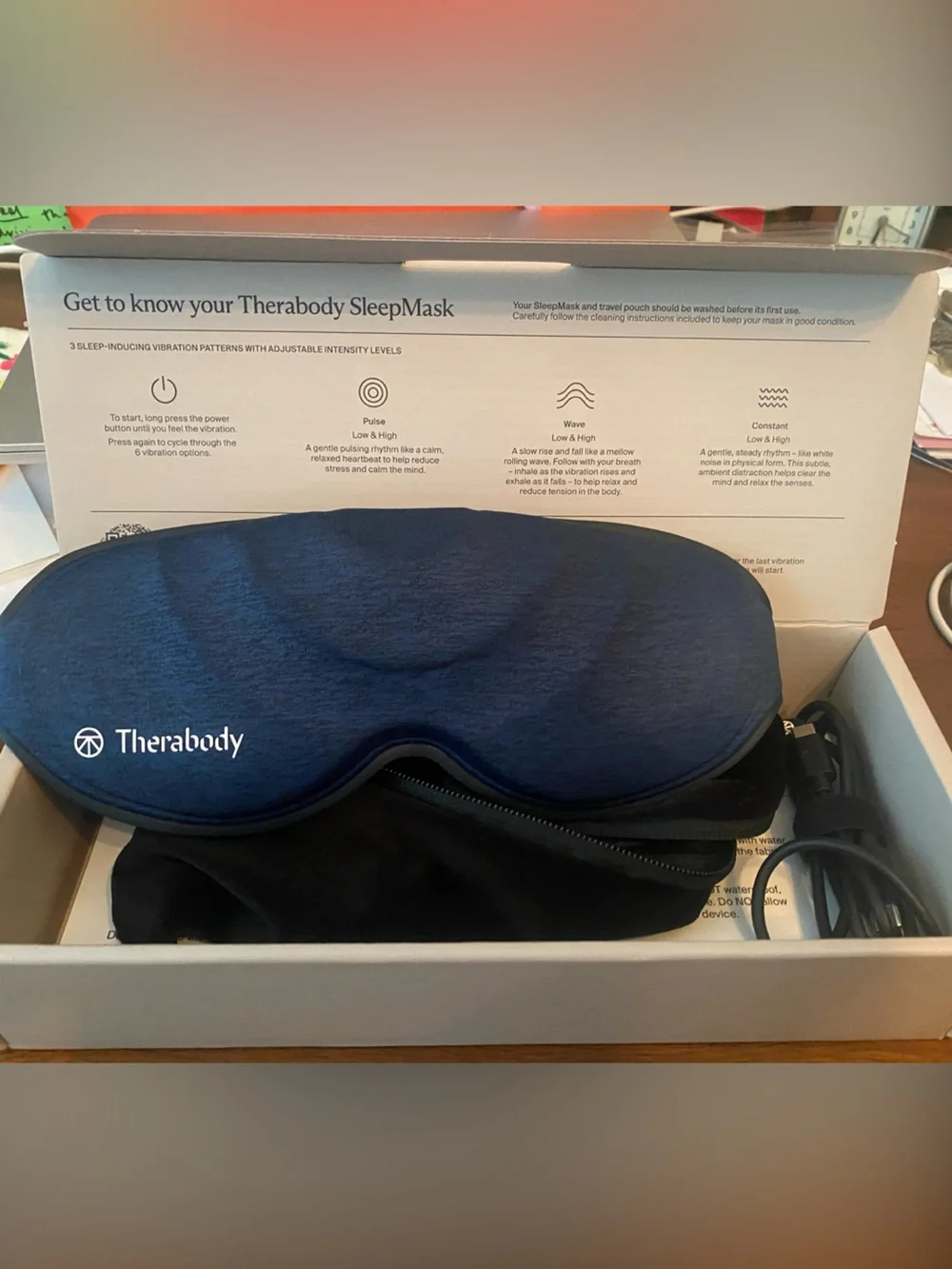Therabody Navy Blue Sleep Mask with Vibration Therapy